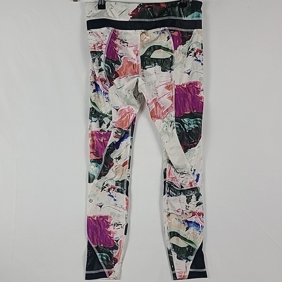 Lululemon Women's Multicolor Mesh Leggings Mid Rise 25" Yoga Sz 6 - Picture 7 of 9